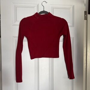 Elegant Red Women's Long Sleeve Top